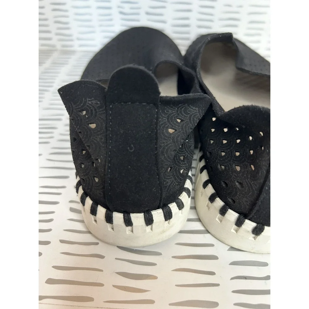 Ilse Jacobsen Tulip 139 Black Laser Cut Perforated Slip On Loafers Women 38 7.5